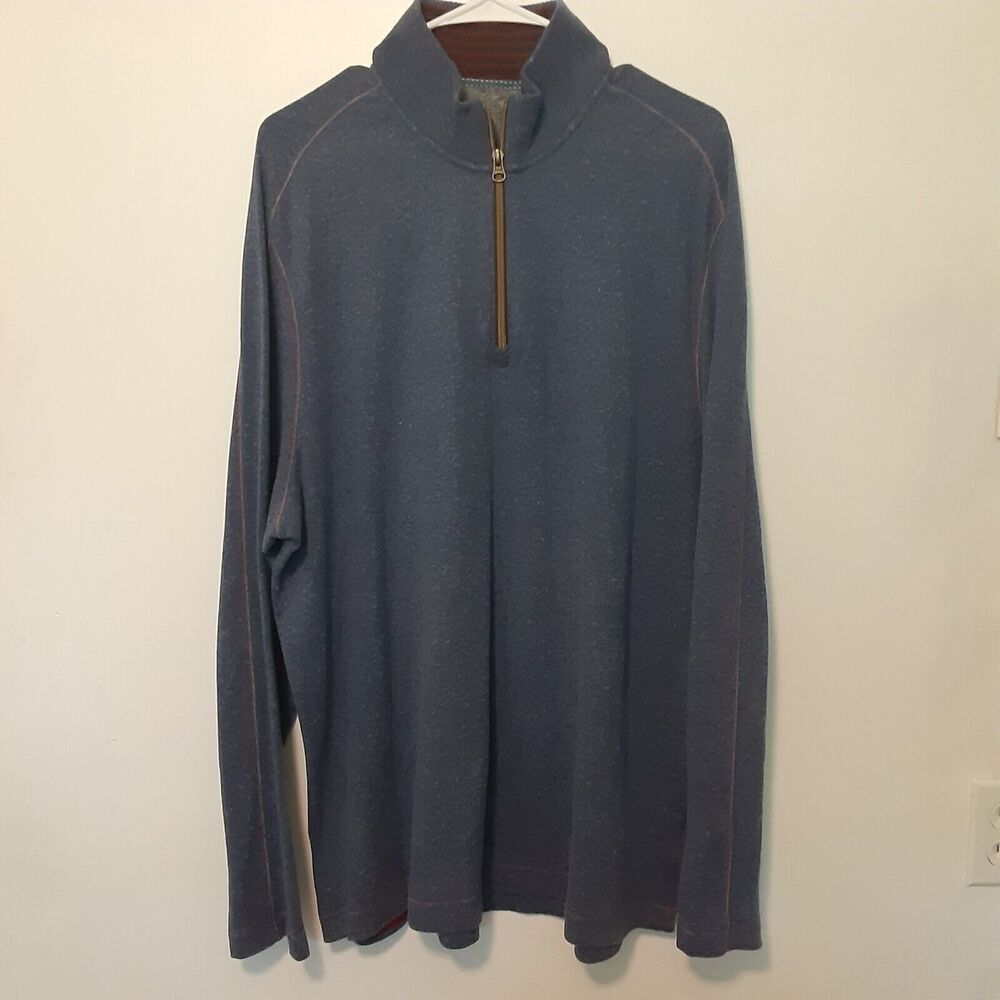Robert Graham Adult Mens 2XL Blue 1/4 Zip Long Sleeve Lightweight Sweater